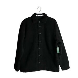 NWT Simons Women's Black Sherpa Button-Down Overshirt
